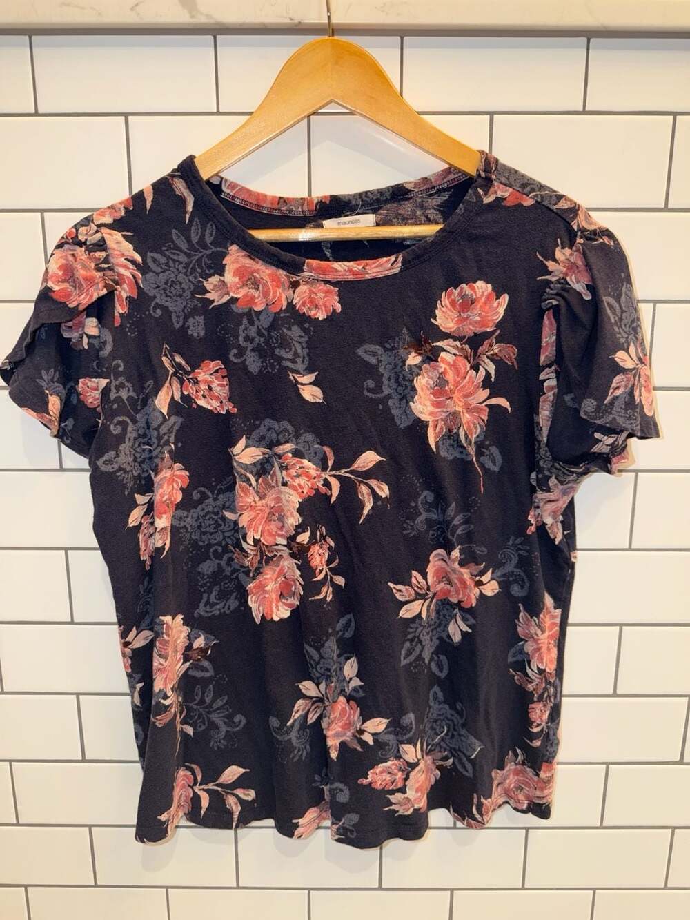 Maurices Women's Floral Print Short Sleeve Crew Neck T-Shirt